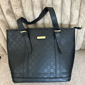 London Fog Black Textured Tote Bag